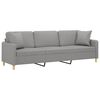 vidaXL 3-Seater Sofa with Pillows&Cushions Light Gray 82.7" Fabric