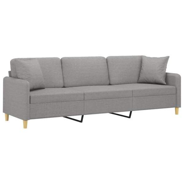 vidaXL 3-Seater Sofa with Pillows&Cushions Light Gray 82.7" Fabric