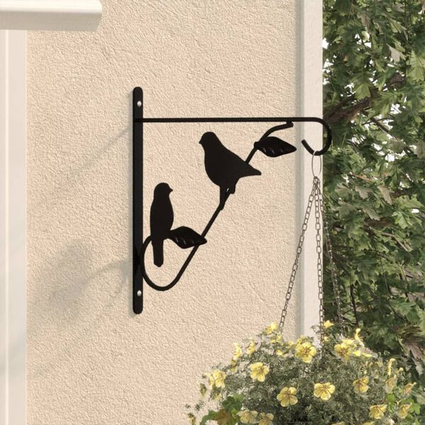 vidaXL Hanging Basket Bracket Black Powder-coated steel Medium