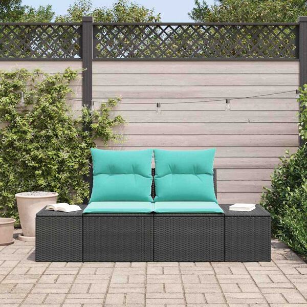 vidaXL Garden Sofa with Cushion 184 x 62 x 69 cm Poly Rattan