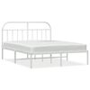 vidaXL Bed Frame White Powder-Coated Steel Double Bed Frame