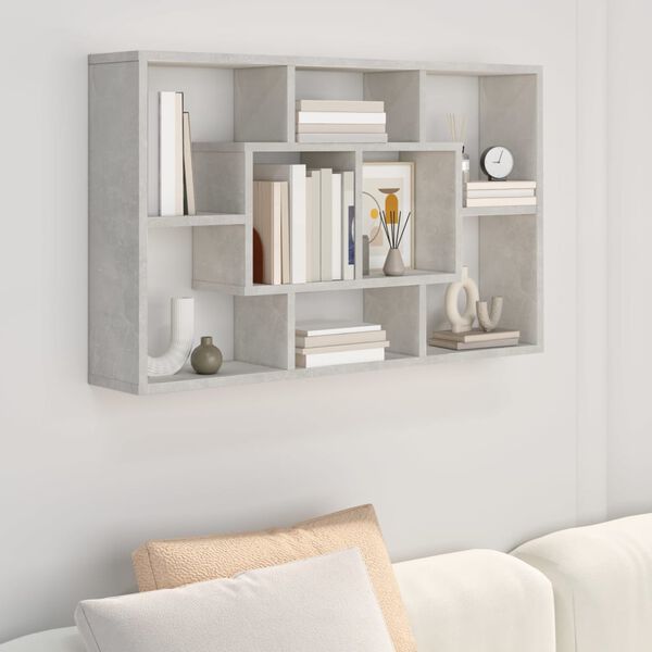 vidaXL Wall Shelf Concrete Grey Engineered wood Medium Wall Shelf