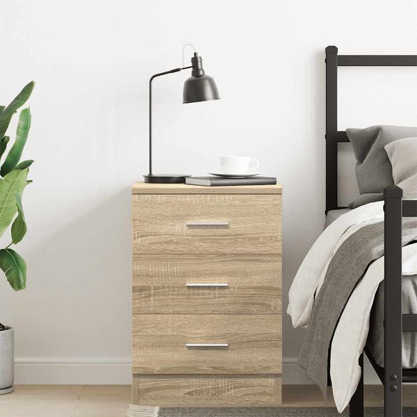 vidaXL Bedside Cabinet Sonoma Oak Engineered Wood Smooth Sliding