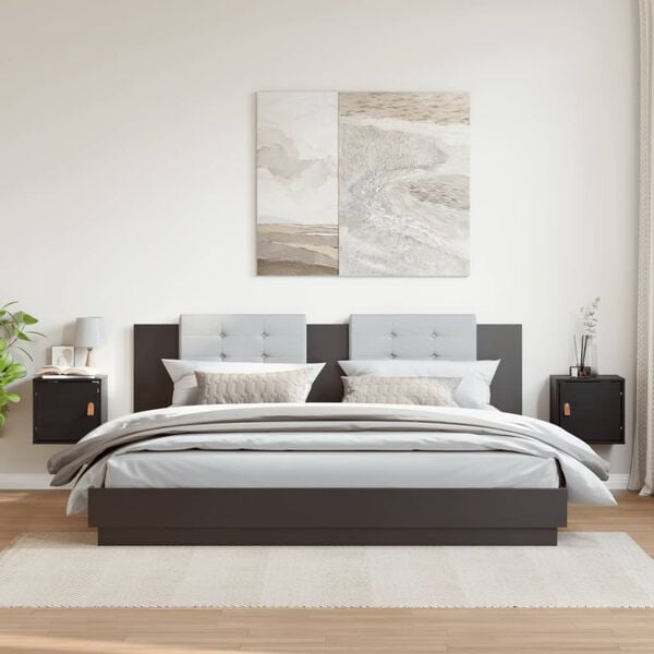 vidaXL Wall Cabinet Set of 2 Black Solid pine wood, engineered wood