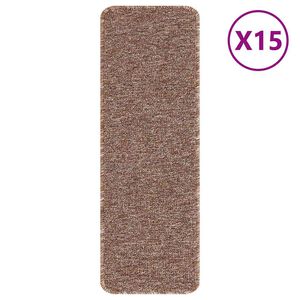 vidaXL Anti-slip Stair Mats 15 pcs Brown 23.6" x 9.8" PP