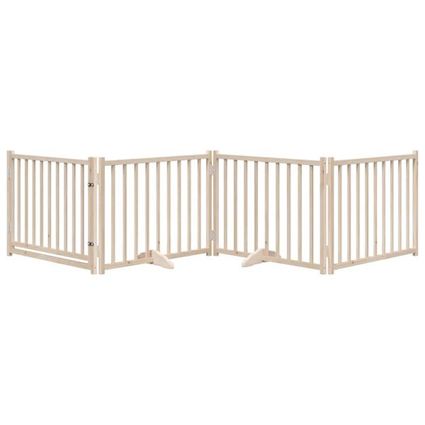 vidaXL Dog Gate with Door Foldable 4 Panels 126.0 " Solid Wood Fir