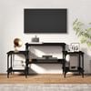 vidaXL TV Cabinet Black Engineered wood, steel Medium Adjustable Feet