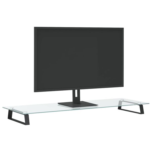 vidaXL Monitor Stand Black 39.4"x13.8"x3.1" Tempered Glass and Metal