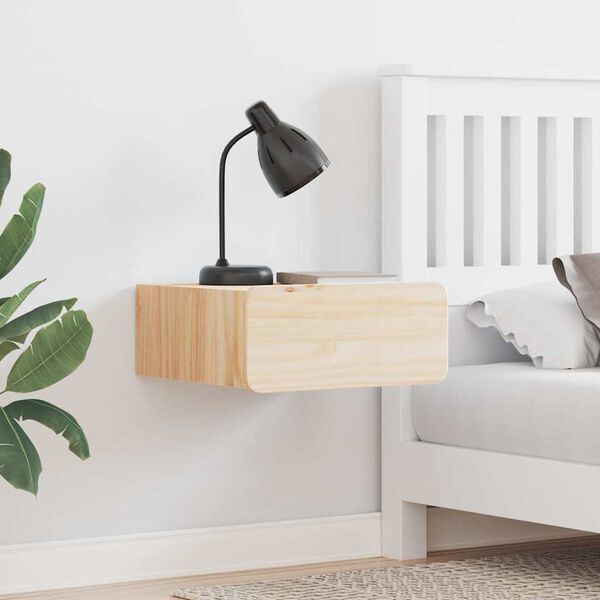 vidaXL Bedside Table Brown 15.35 x 13.39 x 6.50 in Solid pine wood