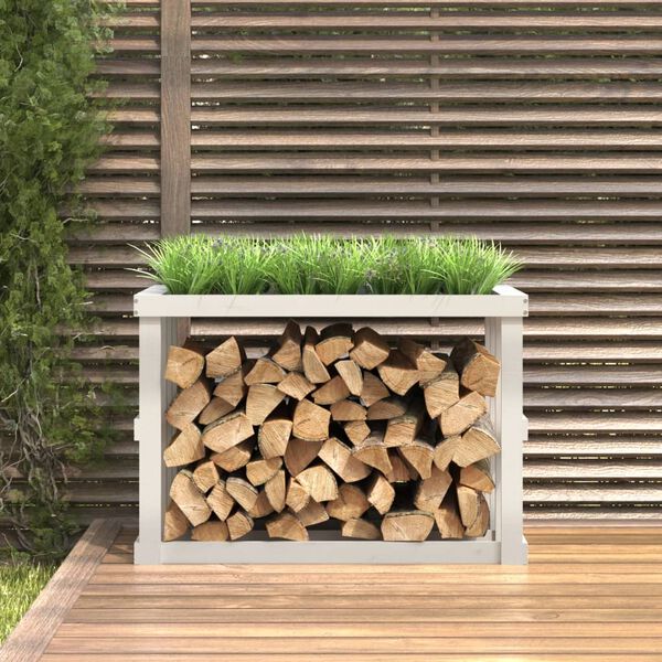 vidaXL Patio Log Holder White 42.5x20.5x29.1" Solid Wood Pine