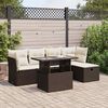vidaXL Garden Sofa Set Brown PE Rattan Large Adjustable Feet