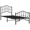 vidaXL Bed Frame Black Powder-Coated Steel Twin Bed Frame Rectangular