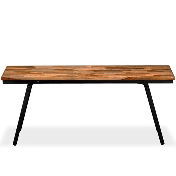 vidaXL Bench Brown, Black Reclaimed teak, Steel