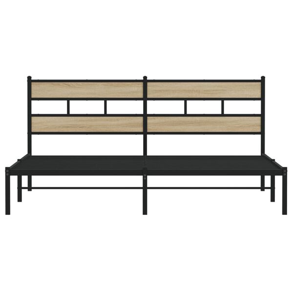 vidaXL Bed Frame Black and sonoma oak Iron, engineered wood Super King