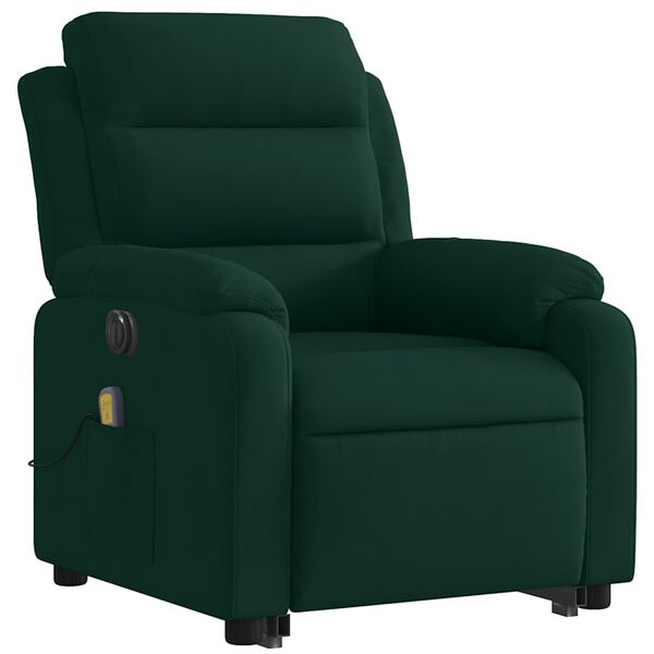 vidaXL Electric Stand Up Massage Recliner Chair Dark Green Velvet Medium