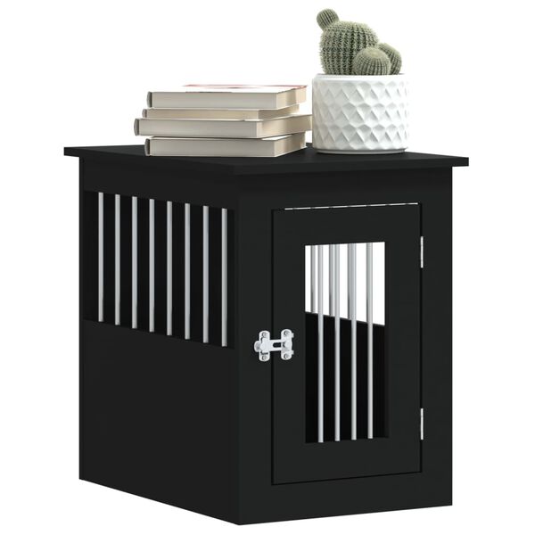 vidaXL Dog Crate Furniture Black Engineered wood, Steel 17.7x24.4x23.2 in