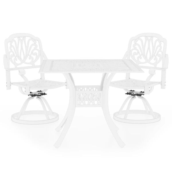 vidaXL Bistro Set White Cast aluminum Medium Swivel Outdoor Bistro Set