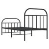 vidaXL Bed Frame Black Powder-Coated Steel Twin Bed Frame Rectangular