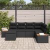 vidaXL Garden Sofa Set with Cushion 6 pcs Black Poly Rattan