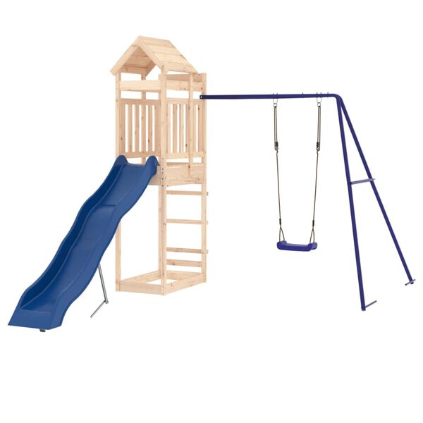 vidaXL Outdoor Playset Blue, Natural Solid pine wood, Polypropylene, Metal