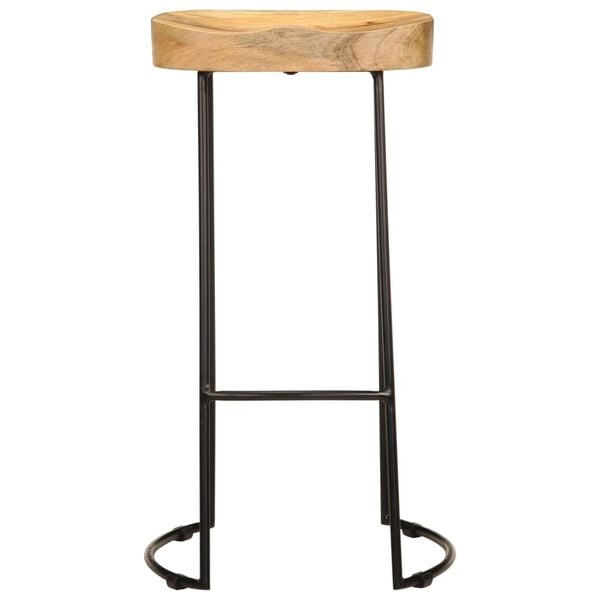 vidaXL Gavin Bar Stool Set of 2 Brown and black Solid mango wood and iron
