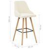 vidaXL Bar Chair Set of 2 Cream Velvet, beech wood Medium Footrest