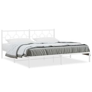 vidaXL Bed Frame White Powder-coated steel Full Bed Frame Rectangular