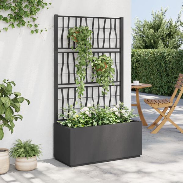 vidaXL Garden Planter Dark Grey Polypropylene Medium Decorative Inlays