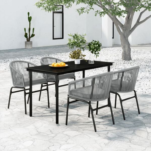 vidaXL Garden Dining Set Grey Powder-coated steel Medium