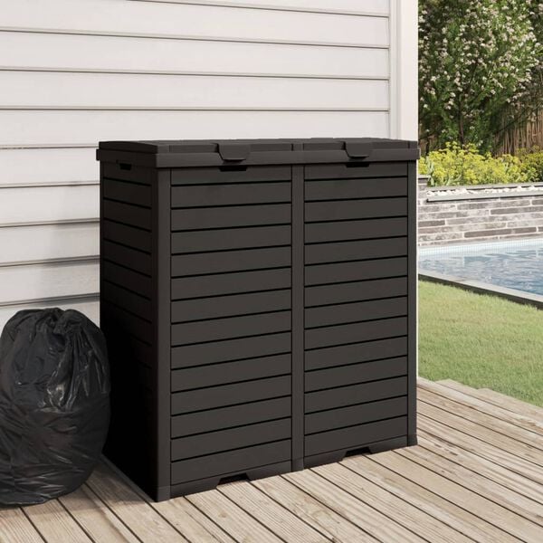 vidaXL Outdoor Garbage Bin Black 30.7"x16.1"x33.9" Polypropylene