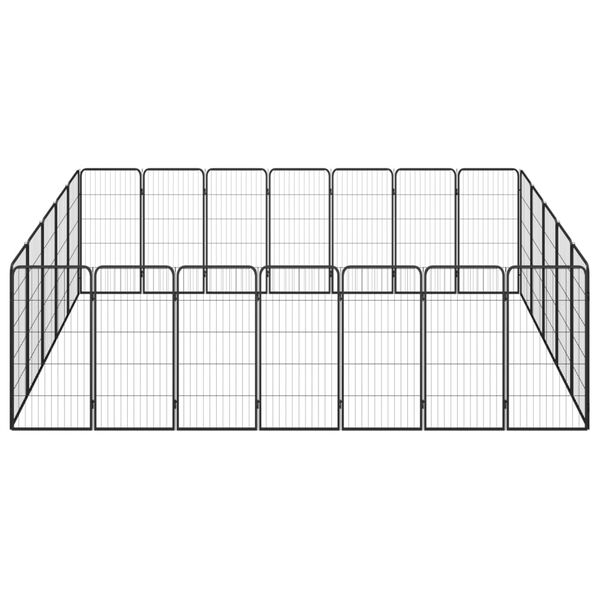 vidaXL Dog Playpen Black Powder-coated steel Large Collapsible