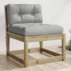 vidaXL Garden Sofa Grey Solid pine wood, Polyester cushions Single