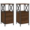 vidaXL Bedside Cabinet Set of 2 Brown oak Engineered wood, iron Compact
