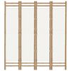 vidaXL Folding 4-Panel Room Divider 63" Bamboo and Canvas