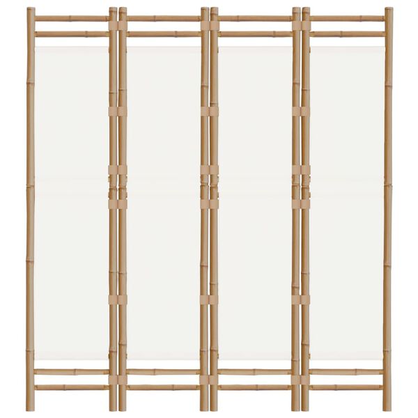 vidaXL Folding 4-Panel Room Divider 63" Bamboo and Canvas