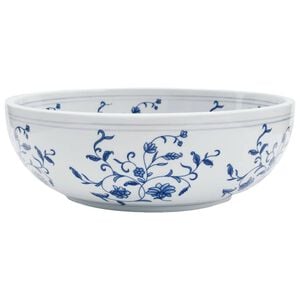 vidaXL Countertop Basin White and Blue Round Φ16.1x5.5" Ceramic