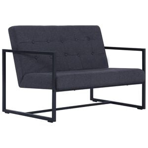 vidaXL Armchair Dark Gray Polyester fabric and steel 2-seater sofa