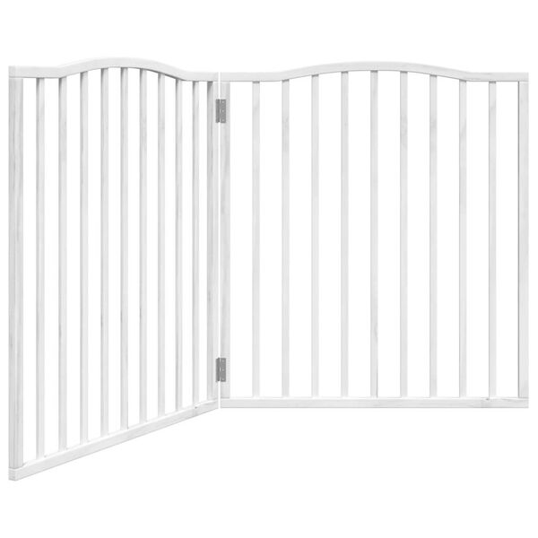 vidaXL Dog Gate Set of 2 White Poplar wood Large Foldable Dog Gate