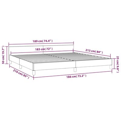 vidaXL Bed Frame with Headboard Light Gray 72"x83.9" California King Fabric
