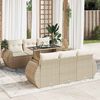 vidaXL 7 Piece Patio Sofa Set with Cushions Beige Poly Rattan