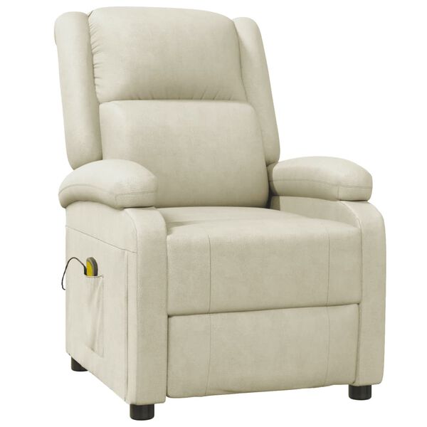 vidaXL Massage Chair Cream White Faux Leather