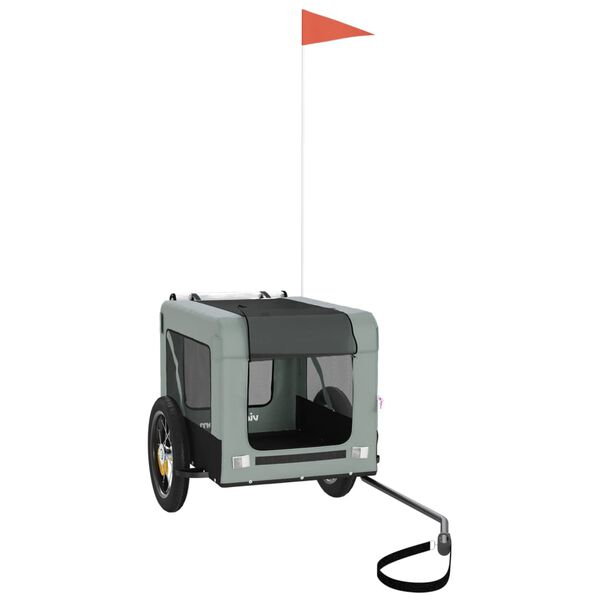 vidaXL Pet Bike Trailer Grey and Black Oxford Fabric, Iron, PVC Foldable