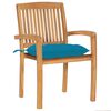 vidaXL Stacking Patio Chairs with Cushions 6 pcs Solid Teak Wood