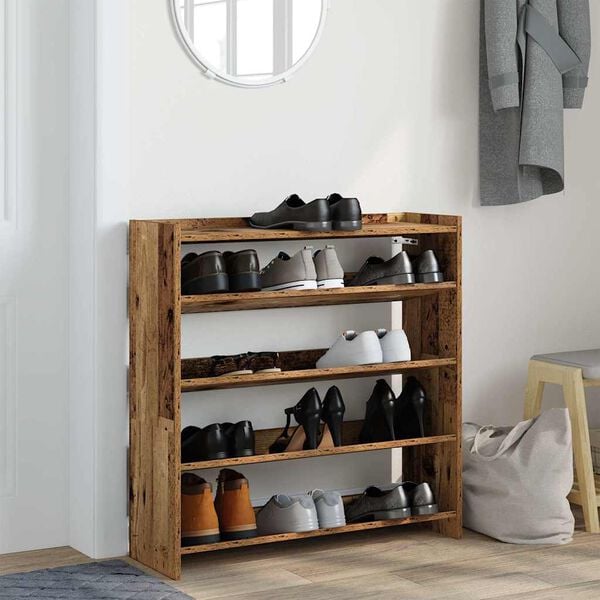 vidaXL Shoe Rack Old Wood Engineered Wood Compact Shoe Rack
