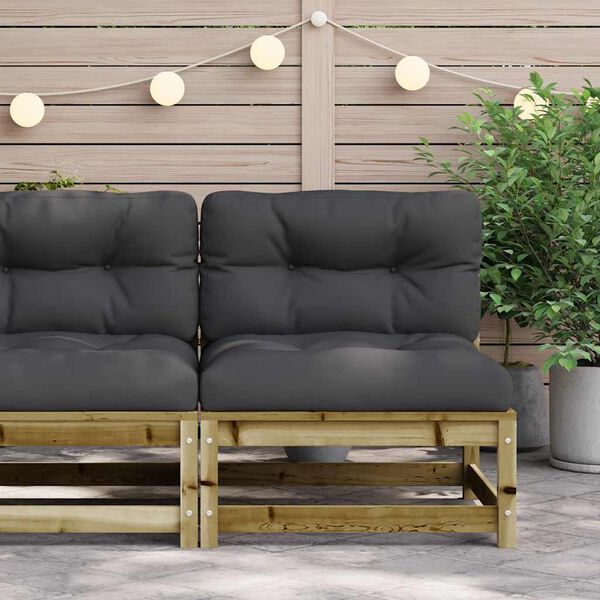 vidaXL Patio Sofa Armless with Cushions Impregnated Wood Pine