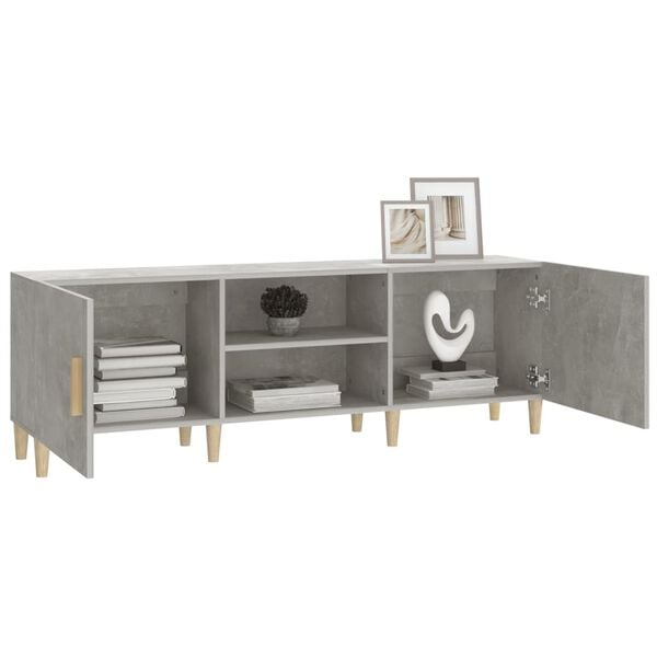 vidaXL TV Cabinet Concrete grey Engineered wood, Solid eucalyptus wood