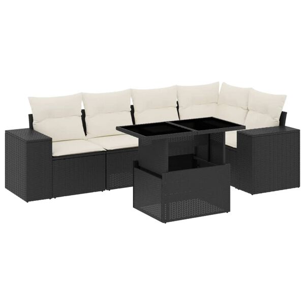 vidaXL Garden Sofa Set Black, Cream white