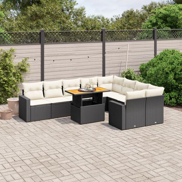 vidaXL Garden Sofa Set Black and Cream White