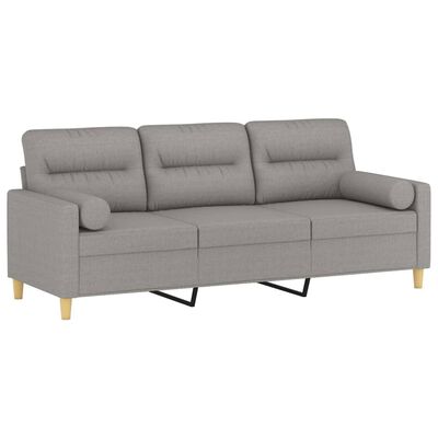 vidaXL 3-Seater Sofa with Pillows&Cushions Light Gray 70.9" Fabric