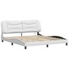 vidaXL Bed Frame with LED without Mattress "Hvar" White 72"x83.9"